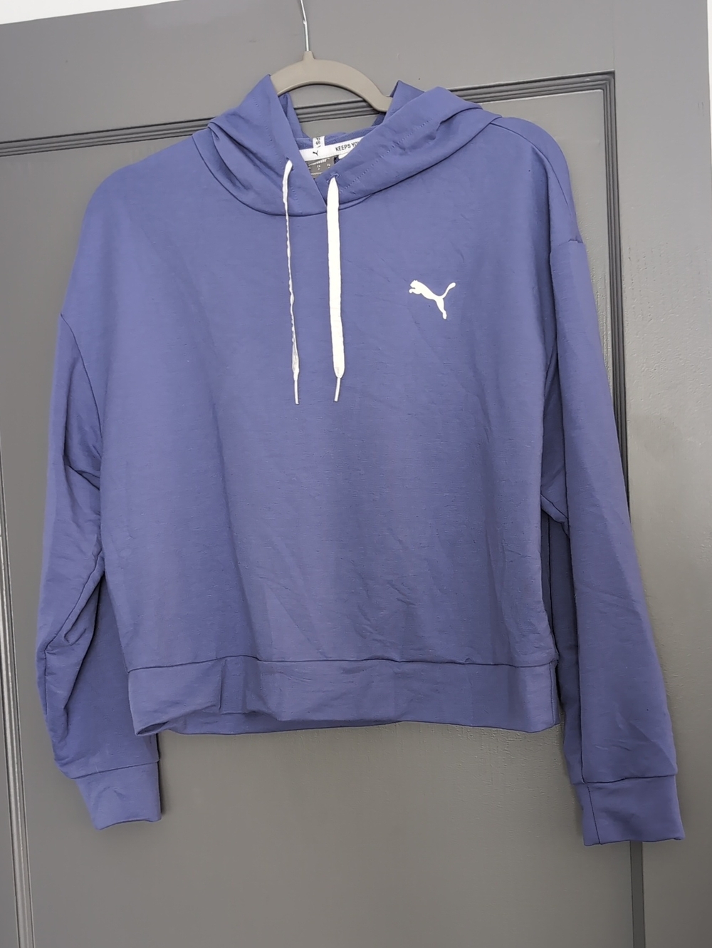 Puma Purple Cropped Hoodie with White Logo